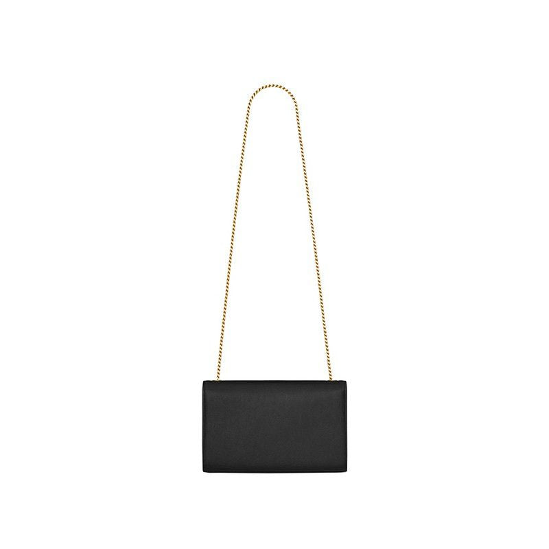 YSL Kate Bag In Black Textured Leather (24×14.5×5.5cm)