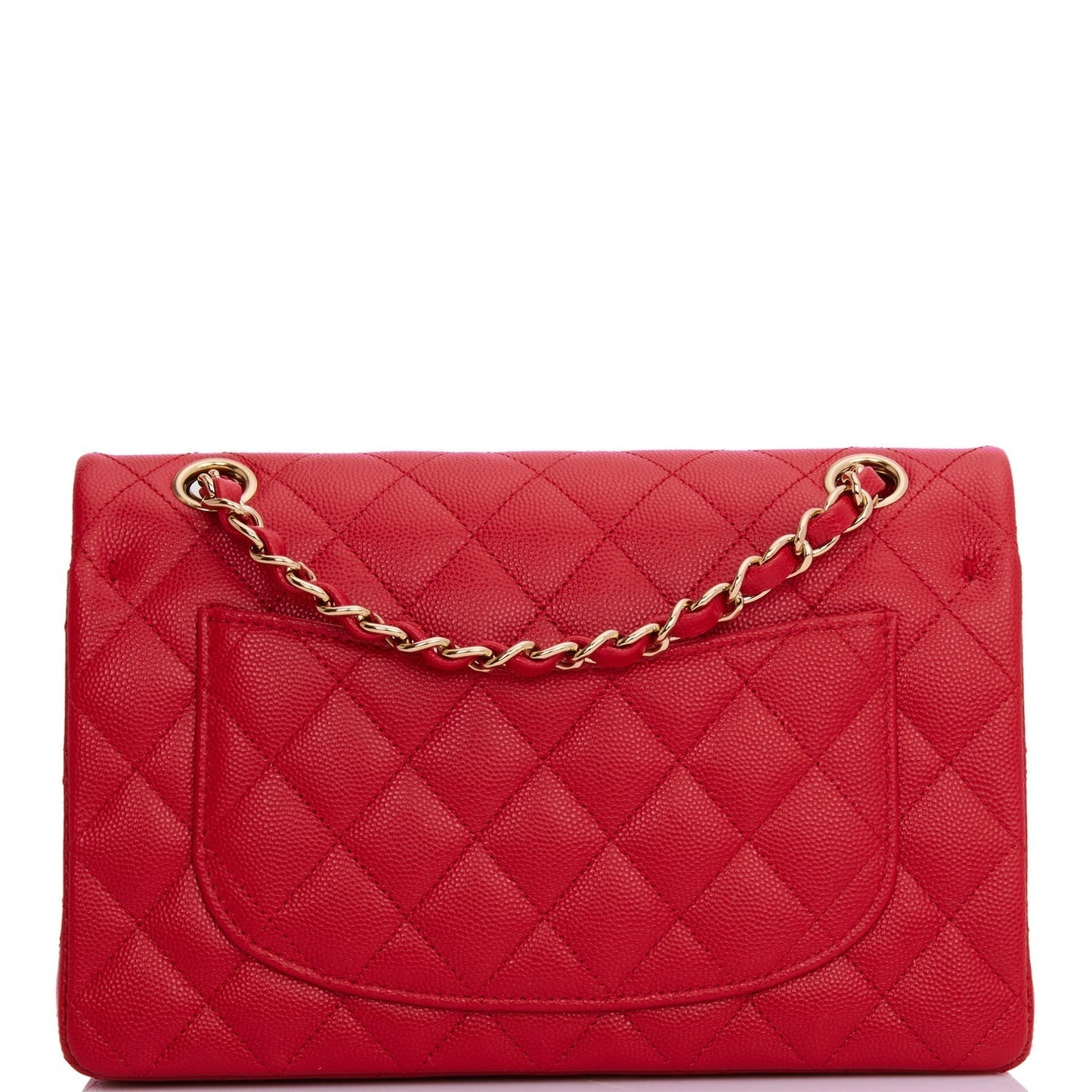 CC Small Classic Double Flap Red Caviar Light Gold Hardware（15.5×25.5×6.5cm）