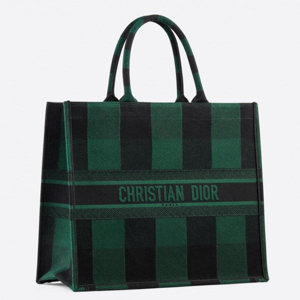 CD Di Book Tote Bag  Check Canvas（41.5×35×18cm）