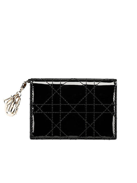 CD Di LadyDD&OR Flap Card Holder in Black Patent（10.5cm x Height: 7.5cm x Depth: 2.5cm）