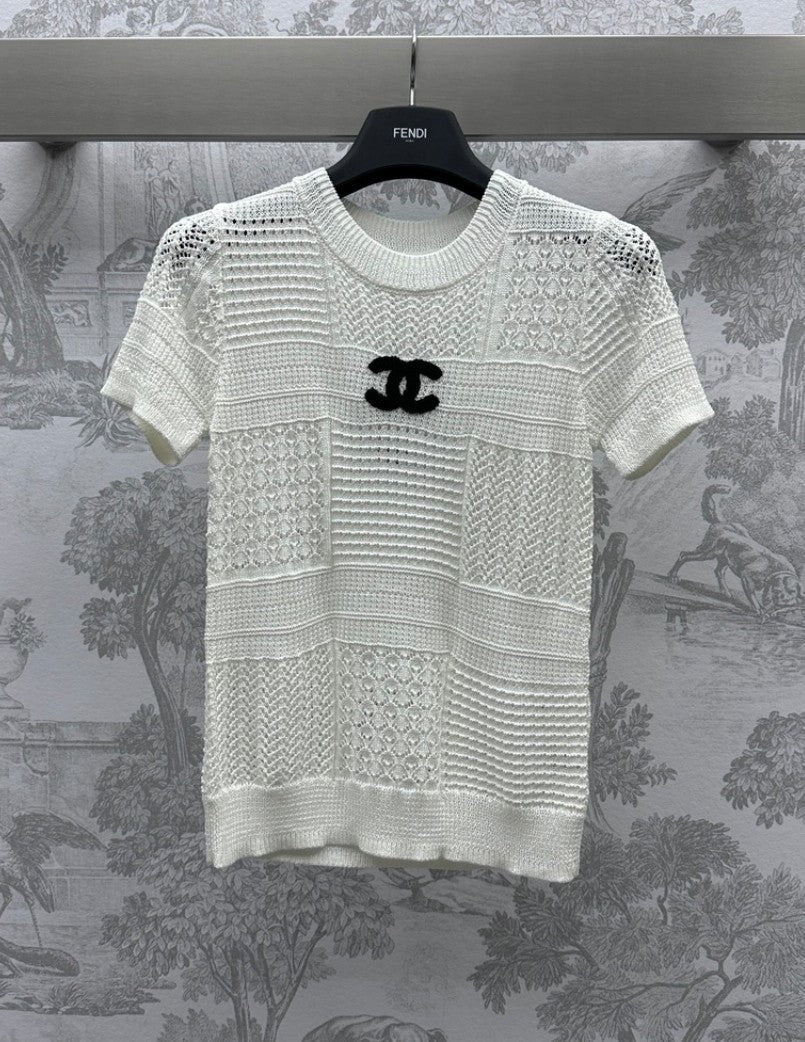 Hollow short sleeve knitted