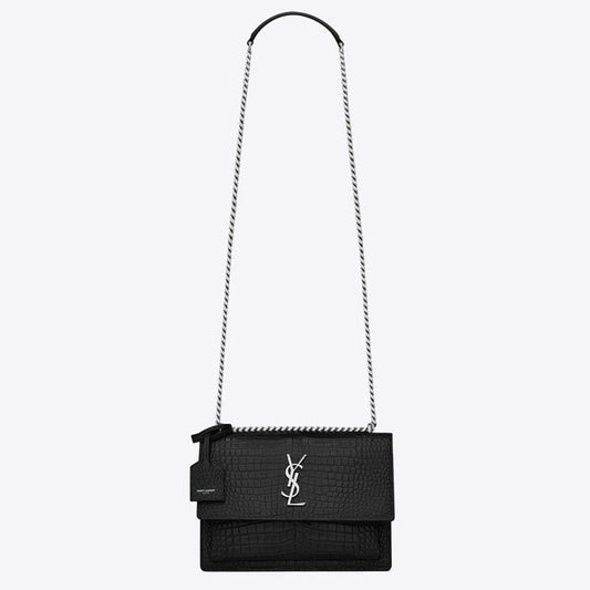 YSL In Crocodile Shiny Leather (22×16×8cm)