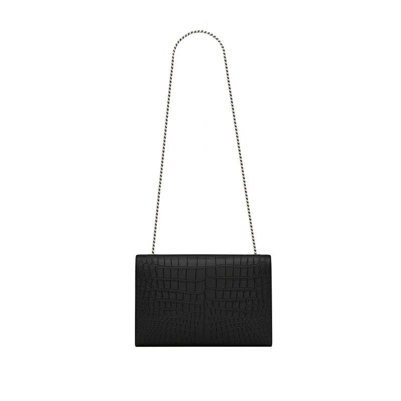 YSL Large Kate Bag In Black Crocodile L (24×14.5×5.5cm)