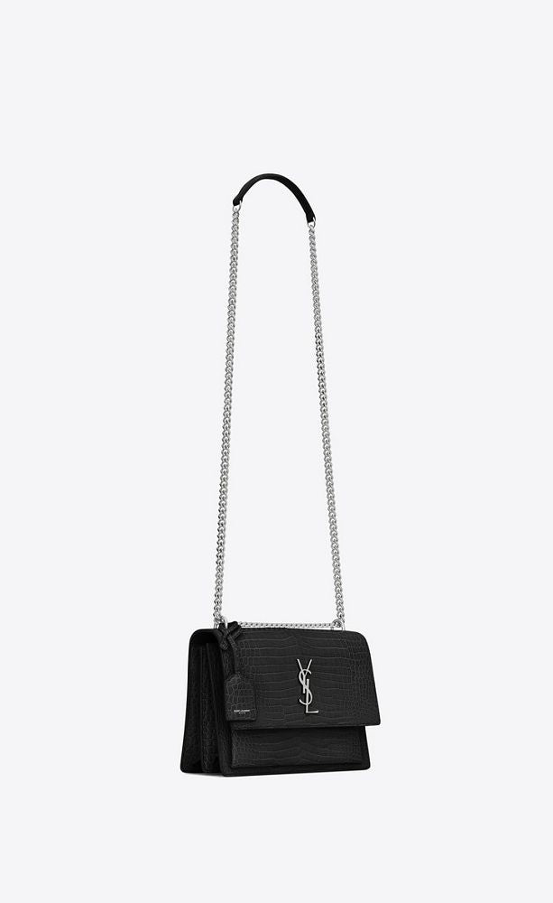 YSL In Crocodile Shiny Leather (22×16×8cm)