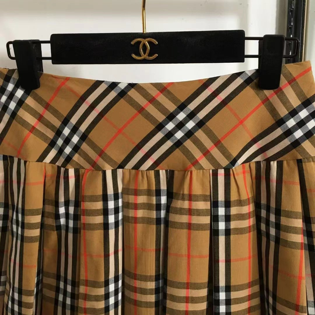 Classic Plaid Pleated Short Skirt