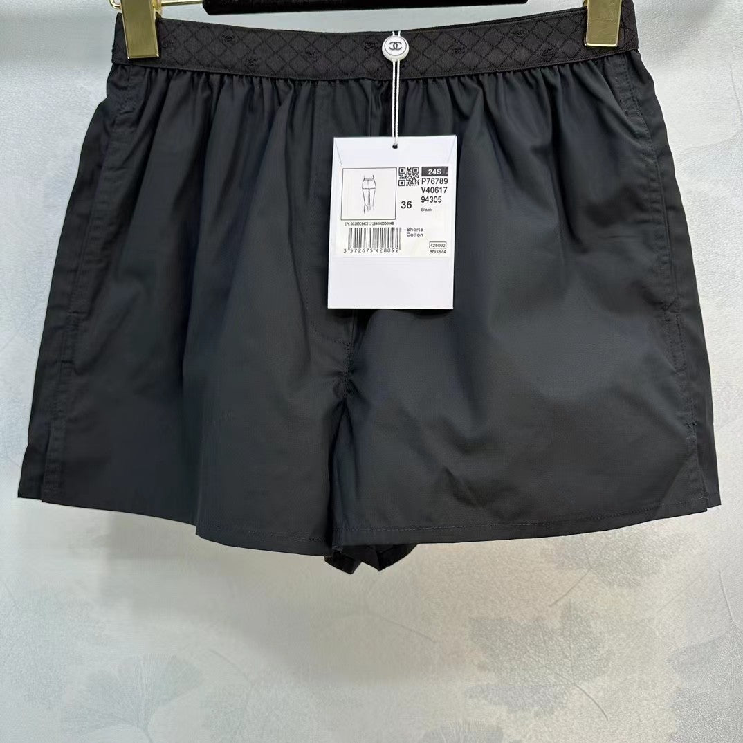 Double C webbing elastic waist shorts