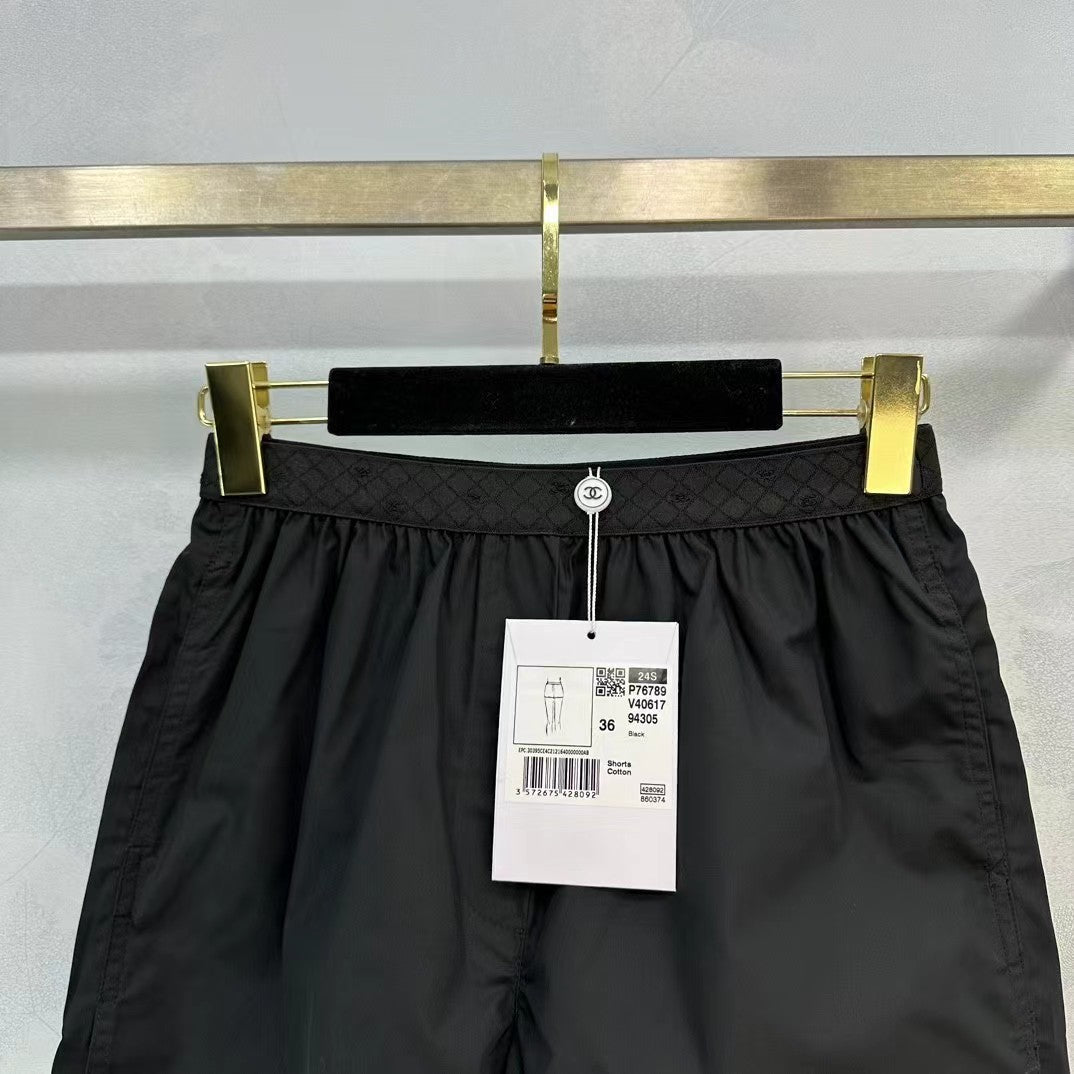 Double C webbing elastic waist shorts