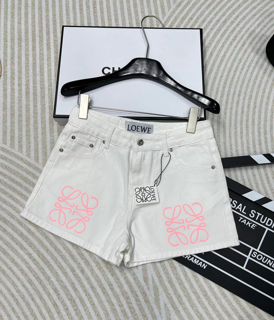 Pink Denim Logo Shorts