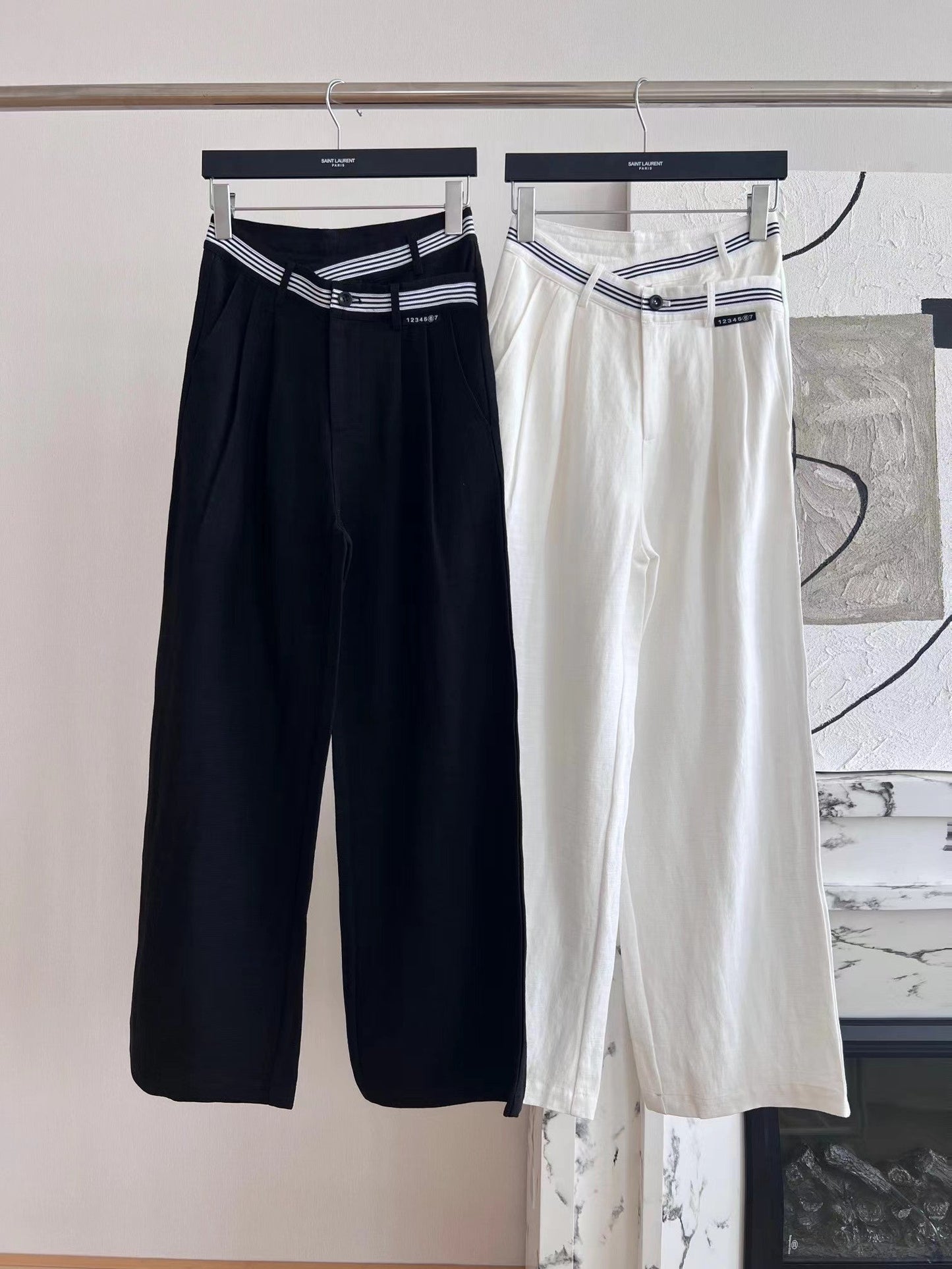 Classic casual pants with contrasting waistband