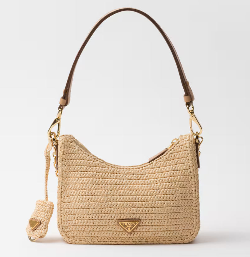 PRDA New Mini Wheat Woven Shoulder Bag（23×17×6.5cm）