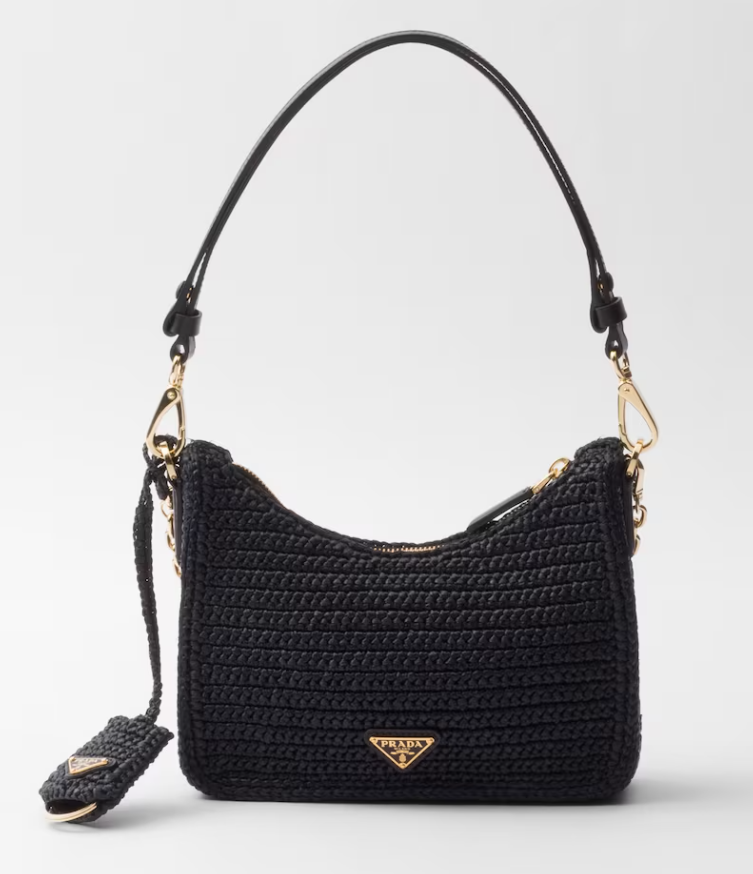 PRDA New Mini Wheat Woven Shoulder Bag（20×6×10cm）