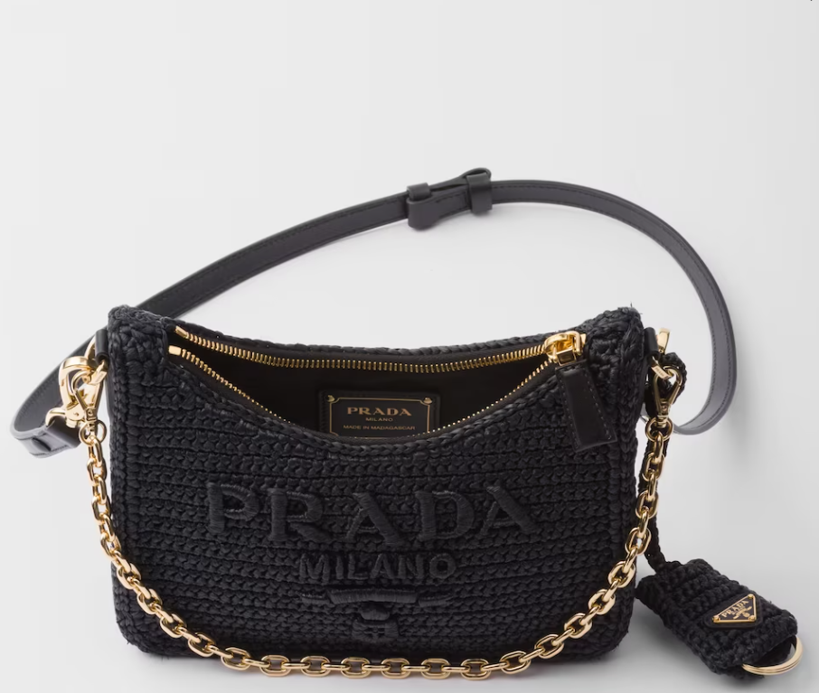 PRDA New Mini Wheat Woven Shoulder Bag（20×6×10cm）