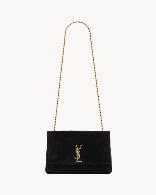 YSL Crocodile Embossed Manhattan Black Gold（28.5×20×6cm）