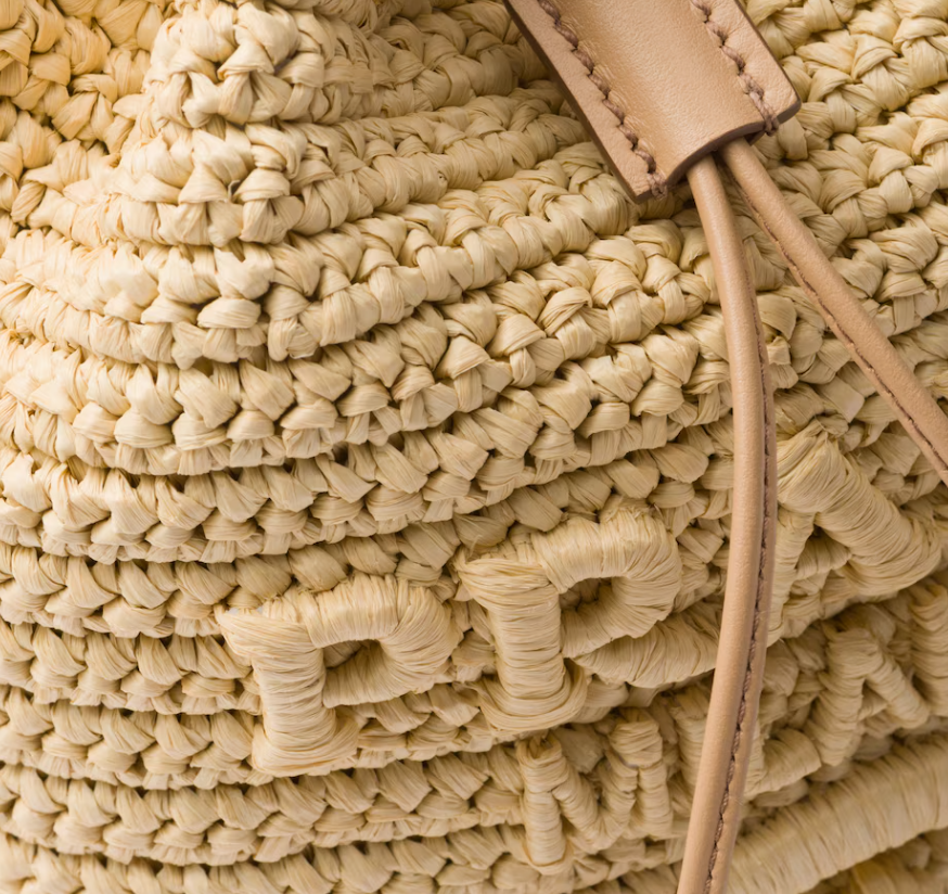 PRDA Crocheted leather mini bucket bag(19.5CM*15.5CM*10CM)