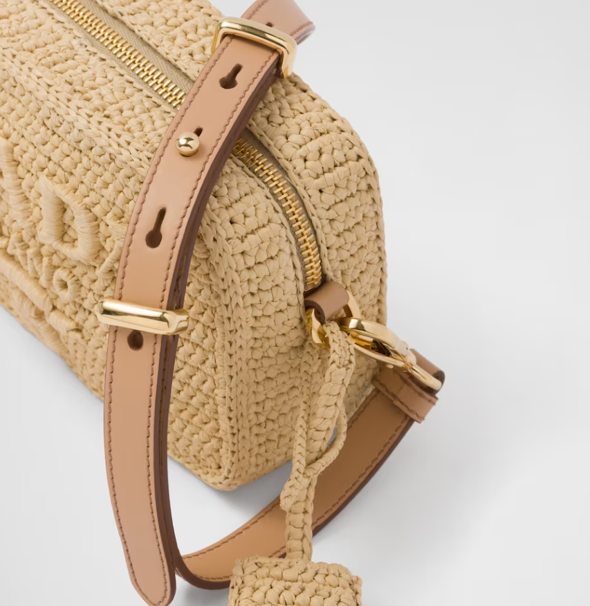 PRDA Crocheted leather mini bucket bag(12CM*19CM*6CM)