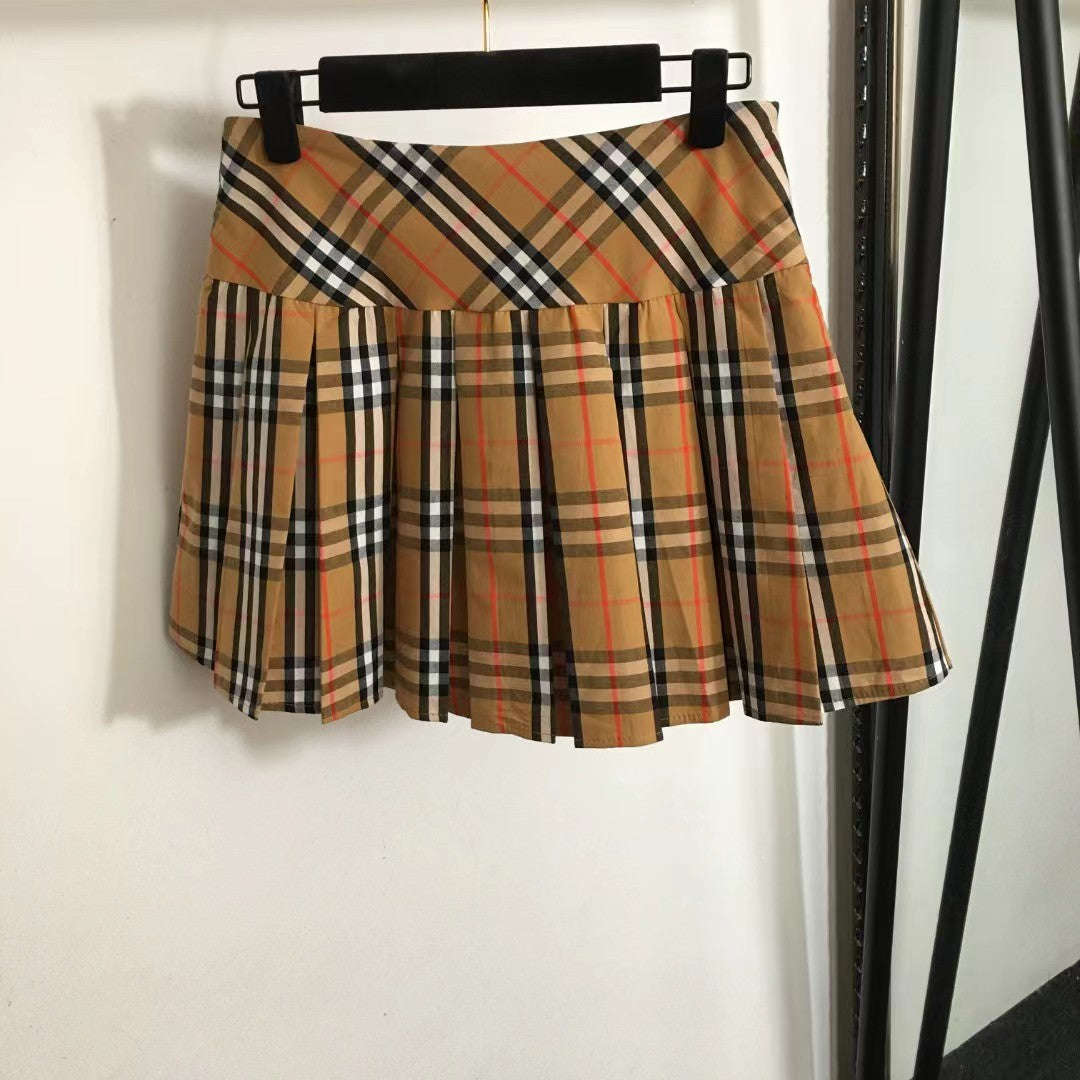 Classic Plaid Pleated Short Skirt