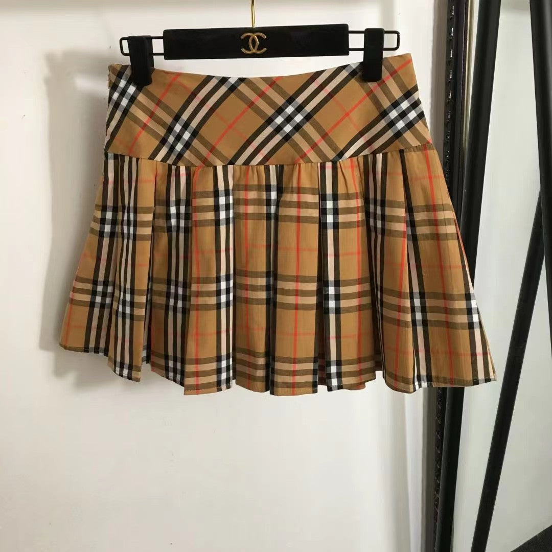 Classic Plaid Pleated Short Skirt