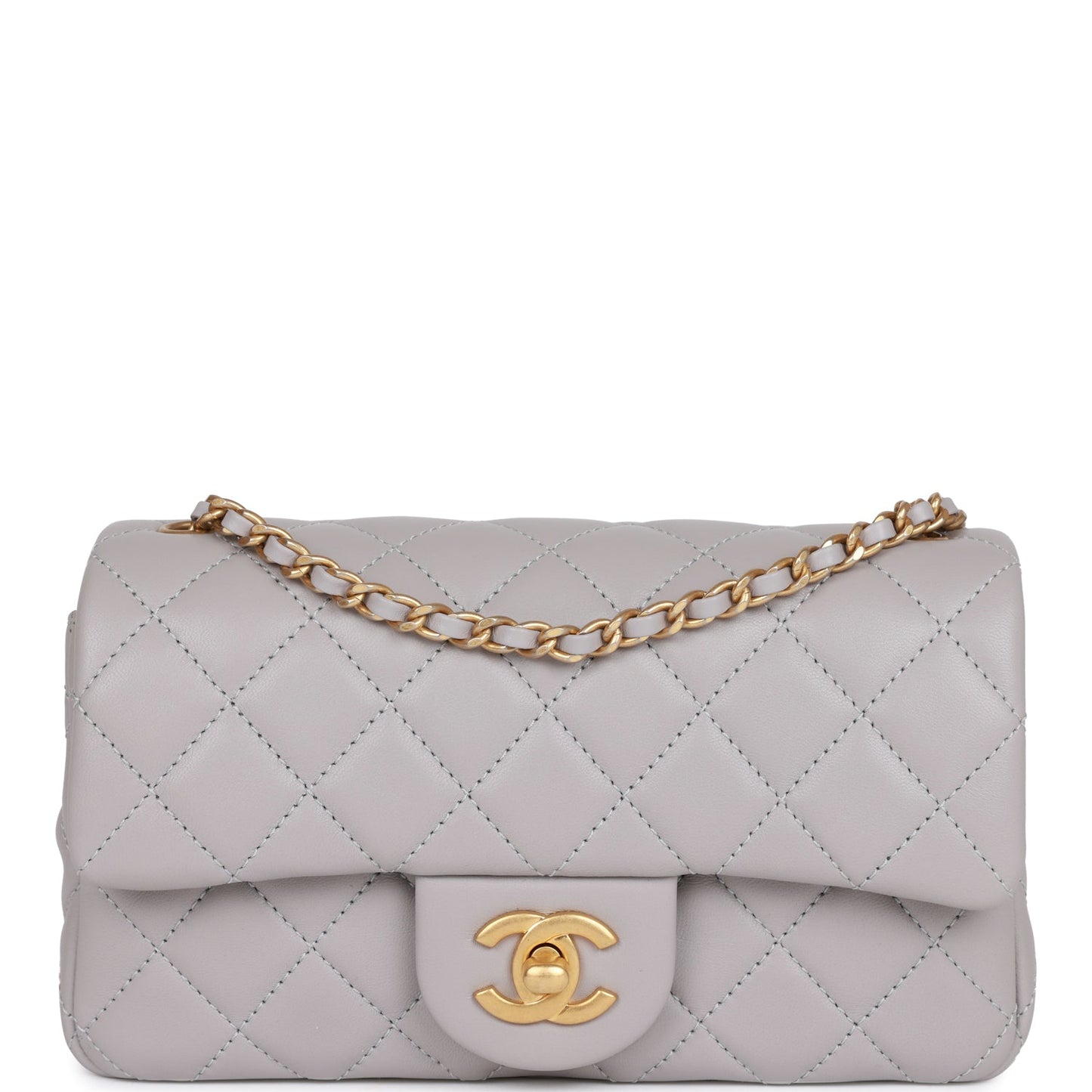 CC Mini Flap Bag Light Grey  Hardware（13×6×57cm）