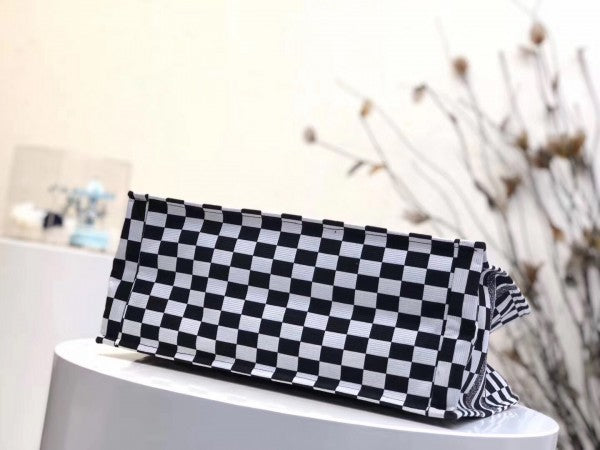 CD Di Book Tote Bag  Checkered Canvas（41.5×35×18cm）