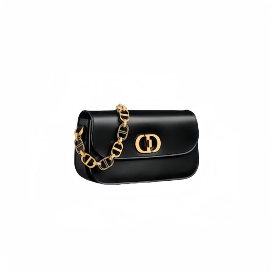 CD 30 MONTAIGNE AVENUE BAG Black Box Calfskin（22.5×12.5×6.5cm）