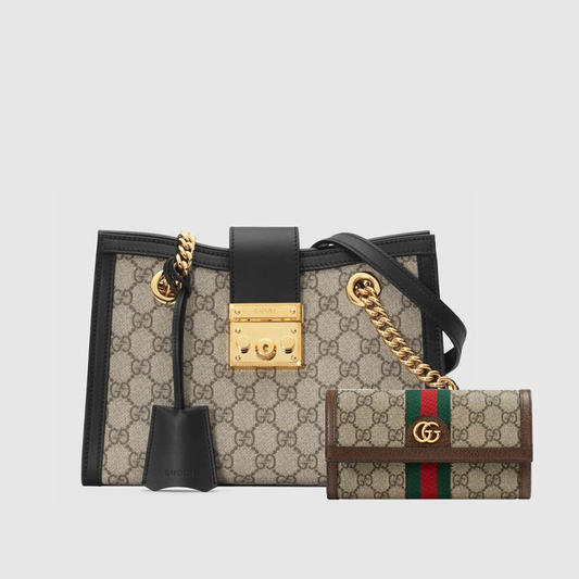 GG Padlock Small Shoulder Bag No. 498156 KHNKG 9769+GG Marmont zip around wallet (26×18×10cm)