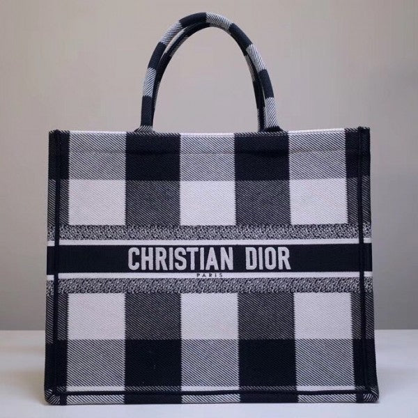 CD Di Book Tote Bag  Checkered Canvas（41.5×35×18cm）