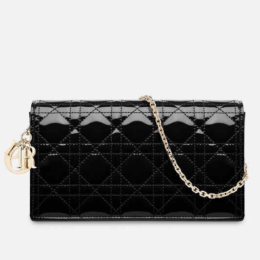 CD Clutch With Chain In Black Patent（22 x 12 x 5 cm）