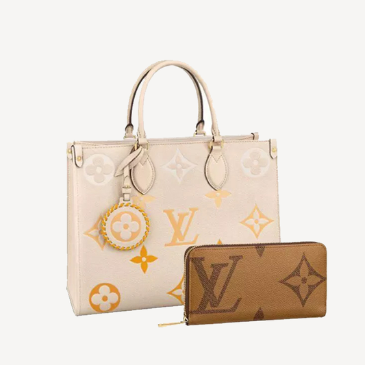 LV On-the-go MM long wallet 2-piece set deals Ref:M45717+M69353(35 x 27 x 14 cm)