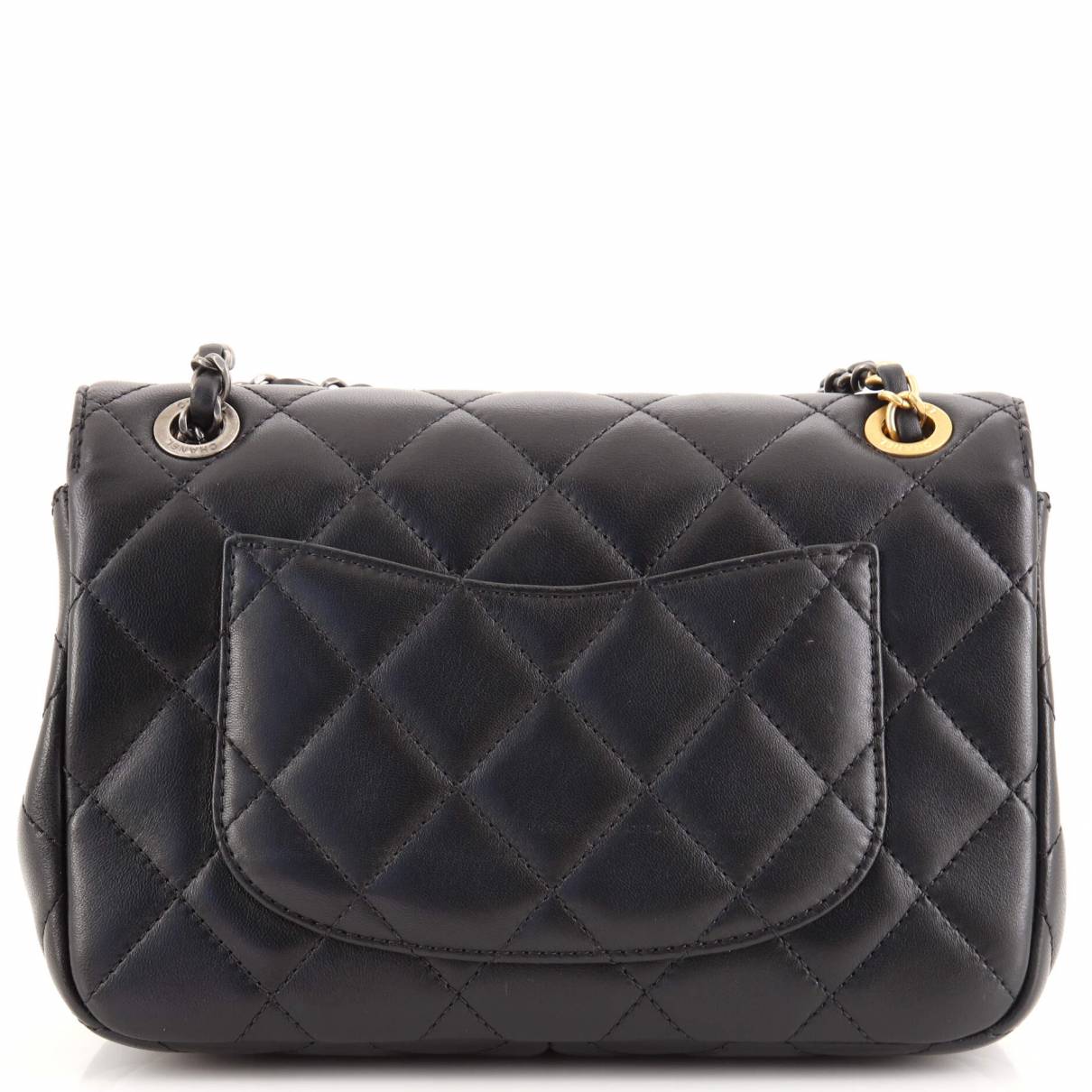 CC Black Small Flap Bag Embellished Glass Pearls（14-22-8cm）