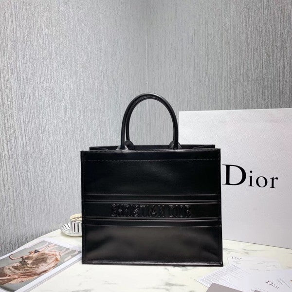 CD Di Book Tote Bag In Black Smooth Calfskin（41.5×35×18cm）