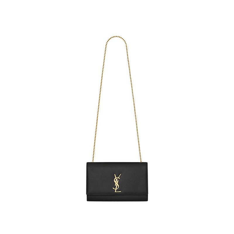 YSL Kate Bag In Black Textured Leather (24×14.5×5.5cm)