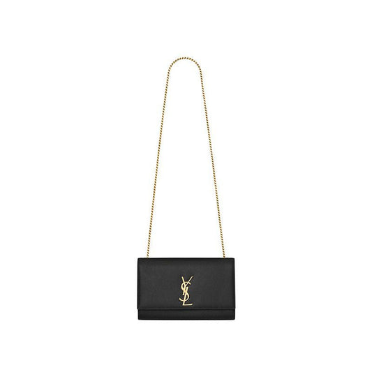 YSL Kate Bag In Black Textured Leather (24×14.5×5.5cm)