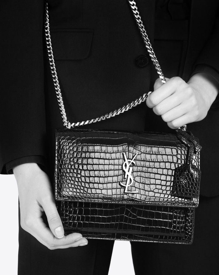 YSL In Crocodile Shiny Leather (22×16×8cm)