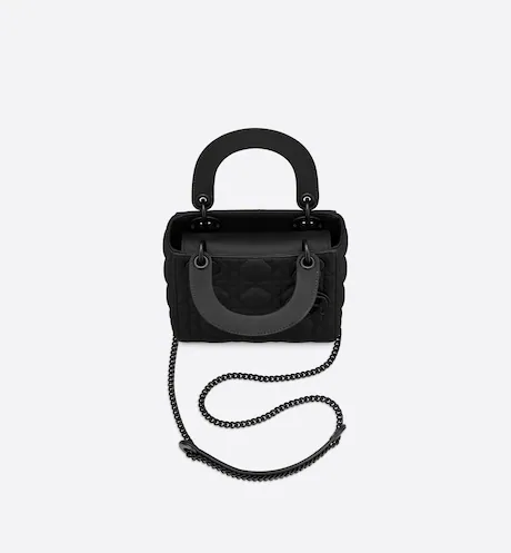 CD MINI LADY  BAG Black  Calfskin（17x15x7cm）