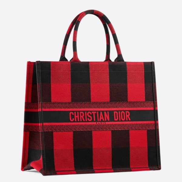 CD Di Book Tote Bag  Check Canvas（41.5×35×18cm）