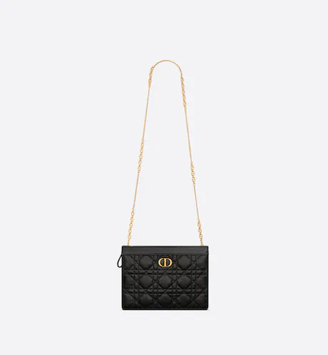 CD CARO ZIPPED POUCH WITH CHAIN Black(19 x 14 x 3.5 cm)