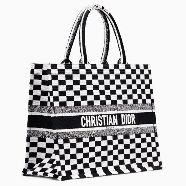 CD Di Book Tote Bag  Checkered Canvas（41.5×35×18cm）