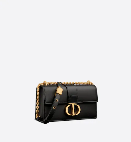 CD 30 MONTAIGNE  BAG WITH CHAIN Black Calfskin(21.5×12×6cm)