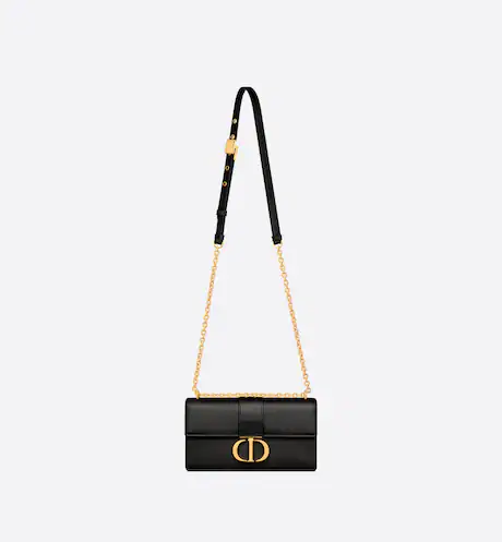 CD 30 MONTAIGNE  BAG WITH CHAIN Black Calfskin(21.5×12×6cm)