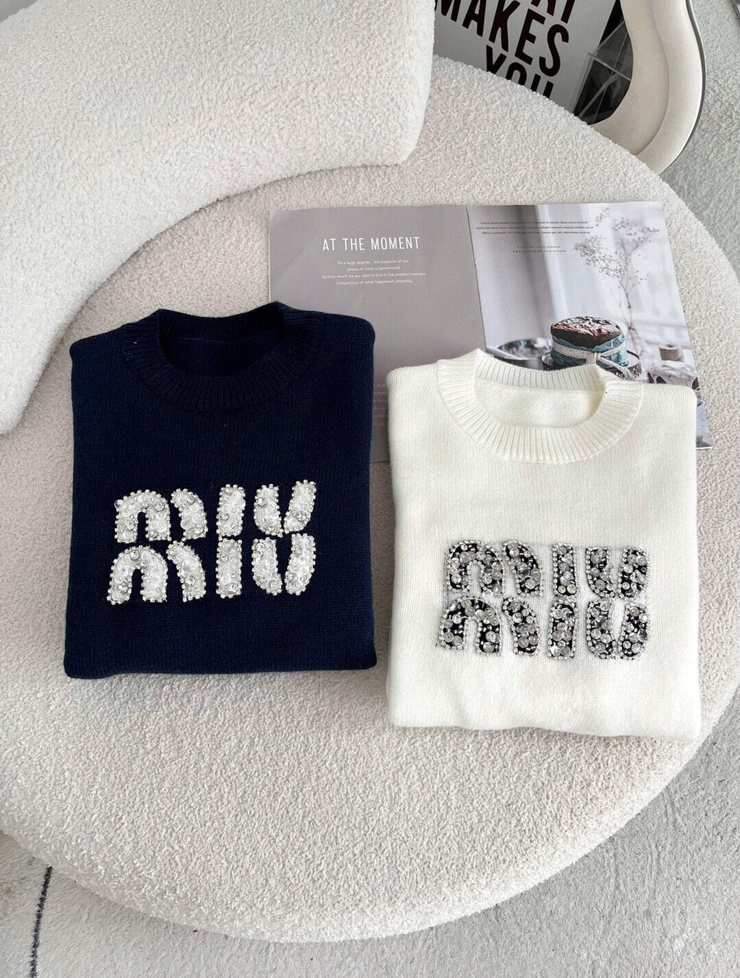 MM new hot diamond letter logo knitted long sleeve