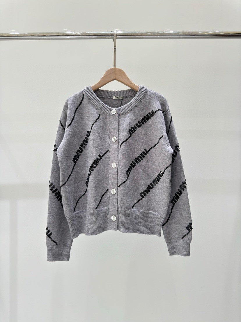 Early Autumn Letter Knitted Cardigan Sweater