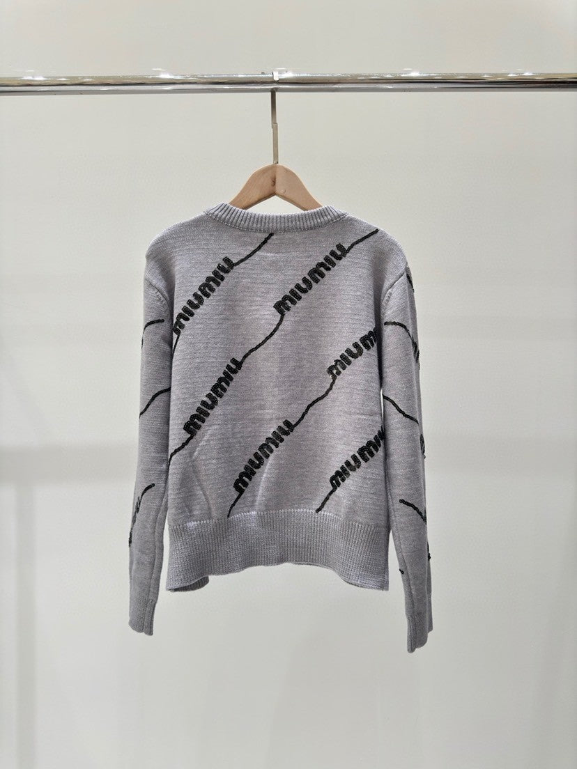 Early Autumn Letter Knitted Cardigan Sweater