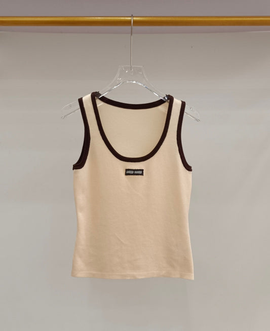 Micro Logo Contrast Trim Knit Camisole