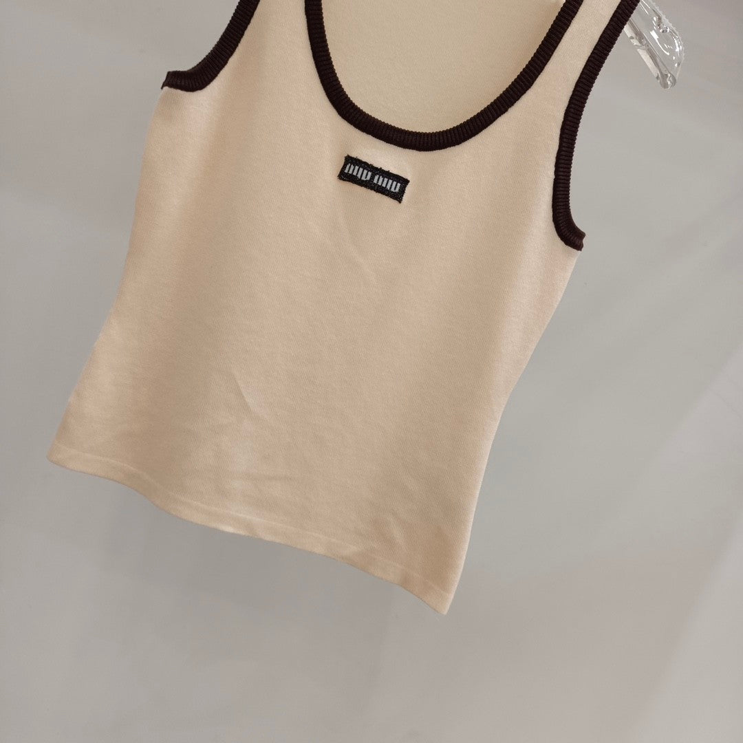 Micro Logo Contrast Trim Knit Camisole