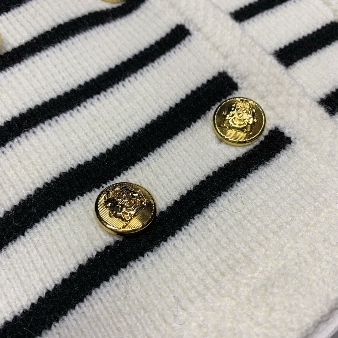 Sailor Stripe Button Wool Cardigan