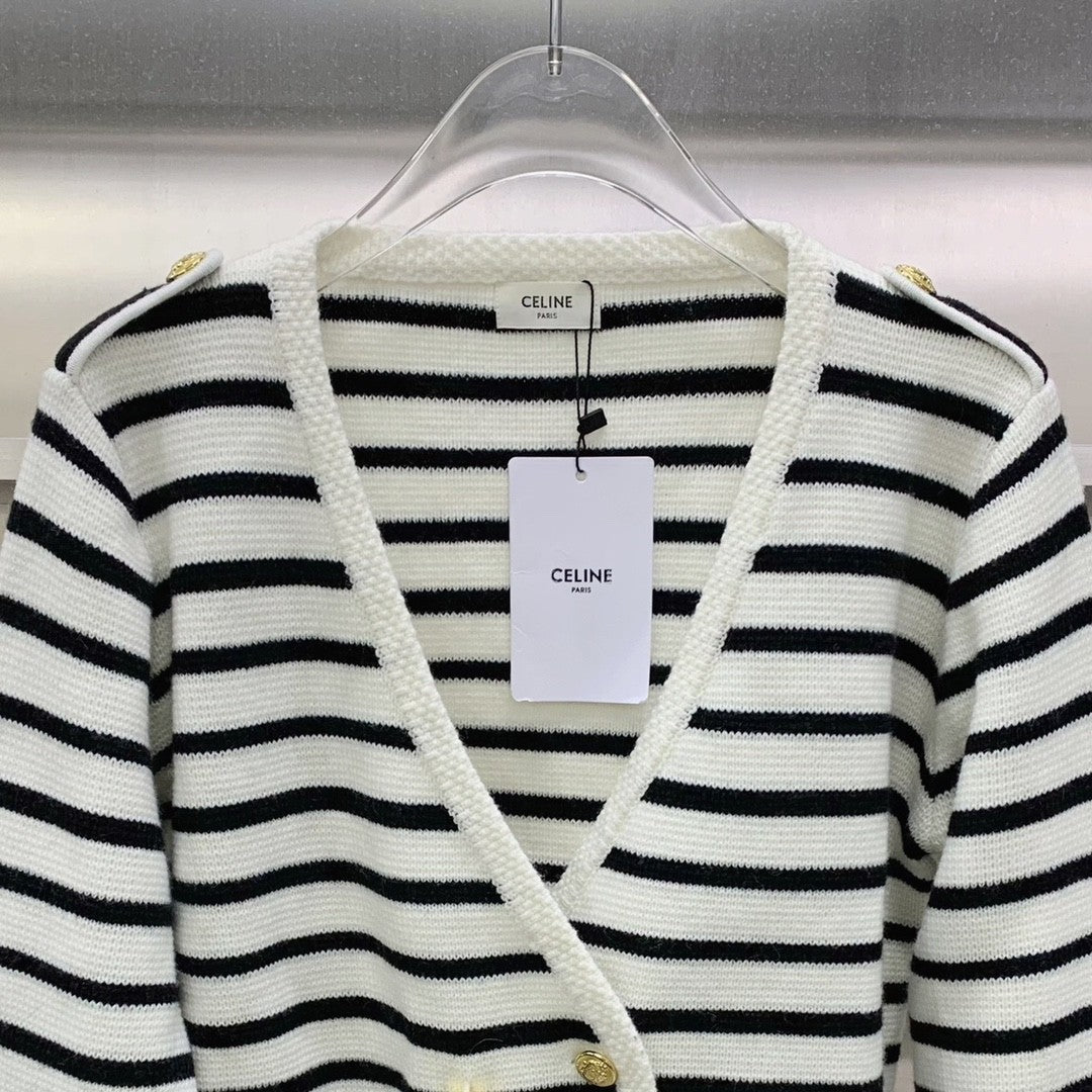 Sailor Stripe Button Wool Cardigan