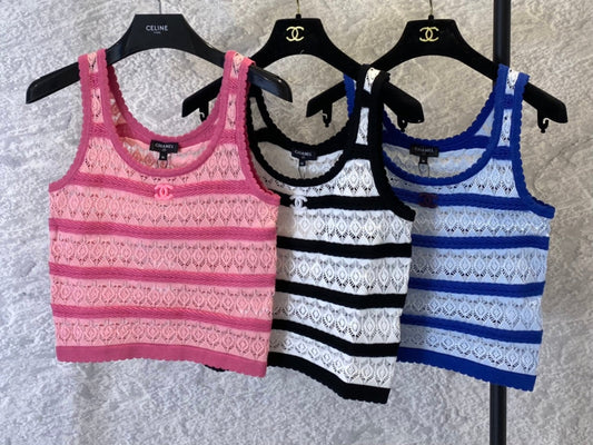 Rainbow knitted 4-color vest top