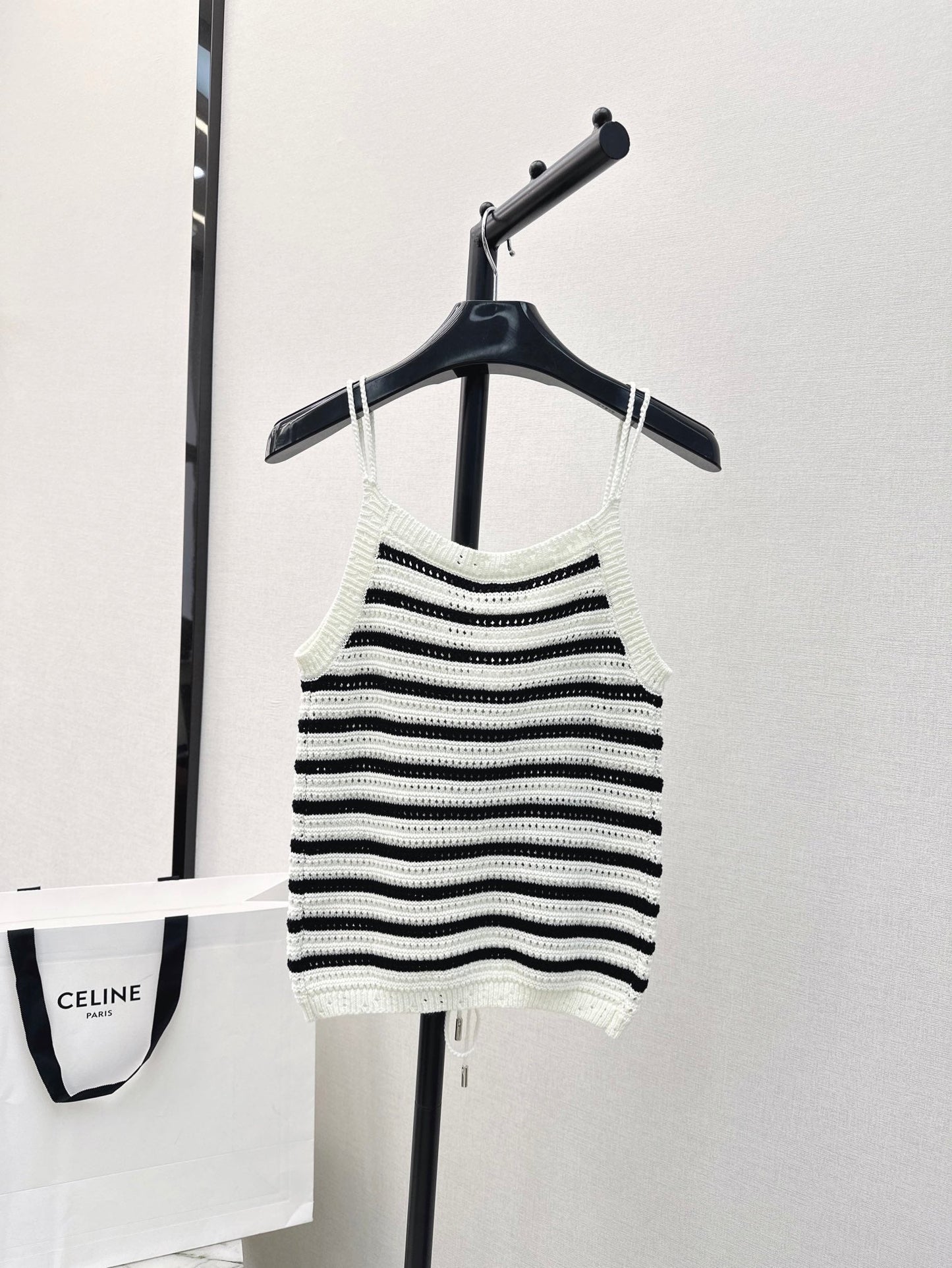 Striped suspender sweater