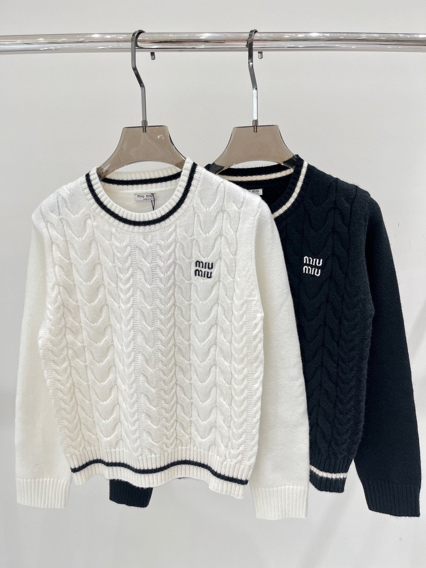 MM new color matching letter jacquard knitted long sleeve