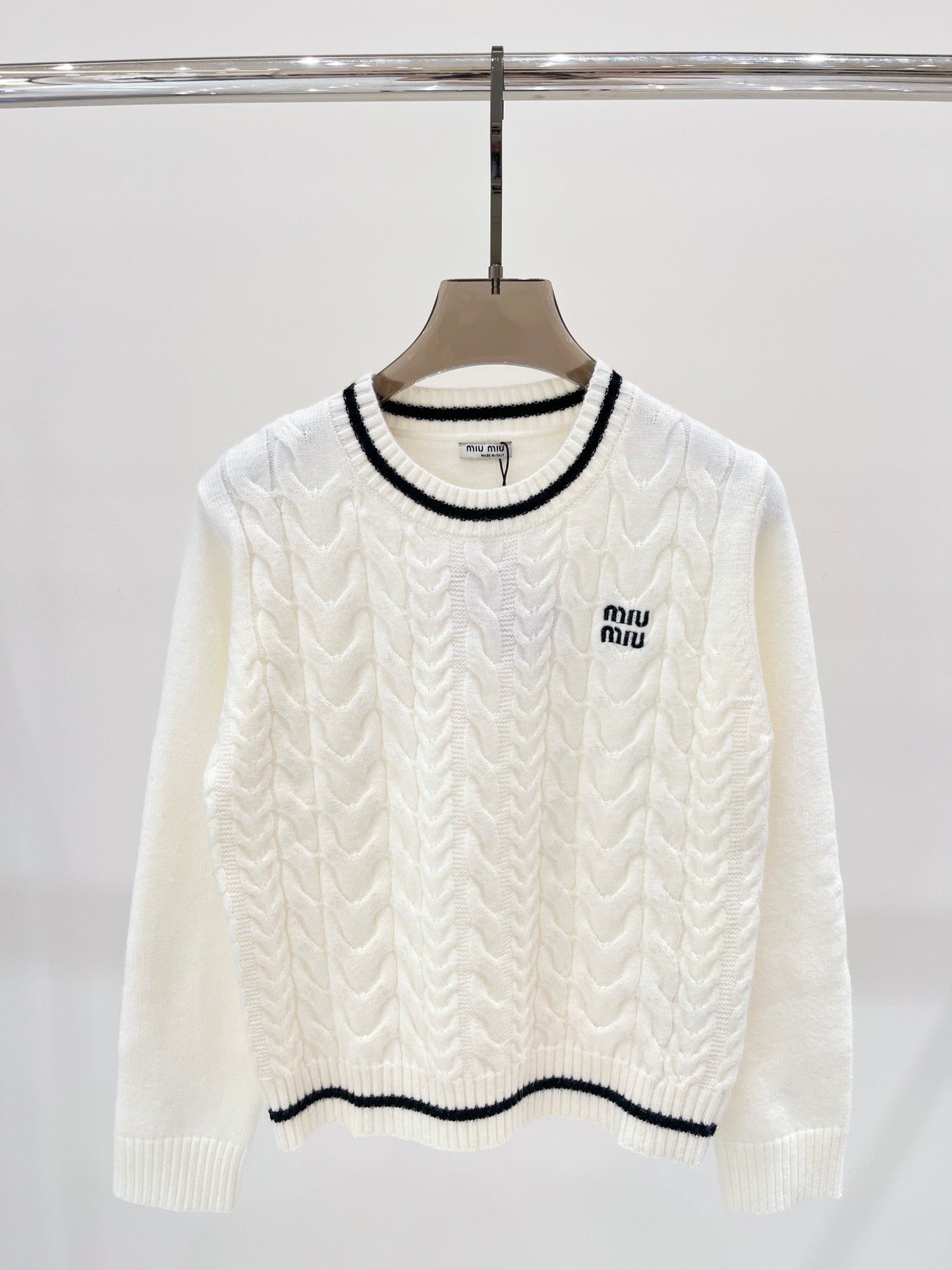 MM new color matching letter jacquard knitted long sleeve